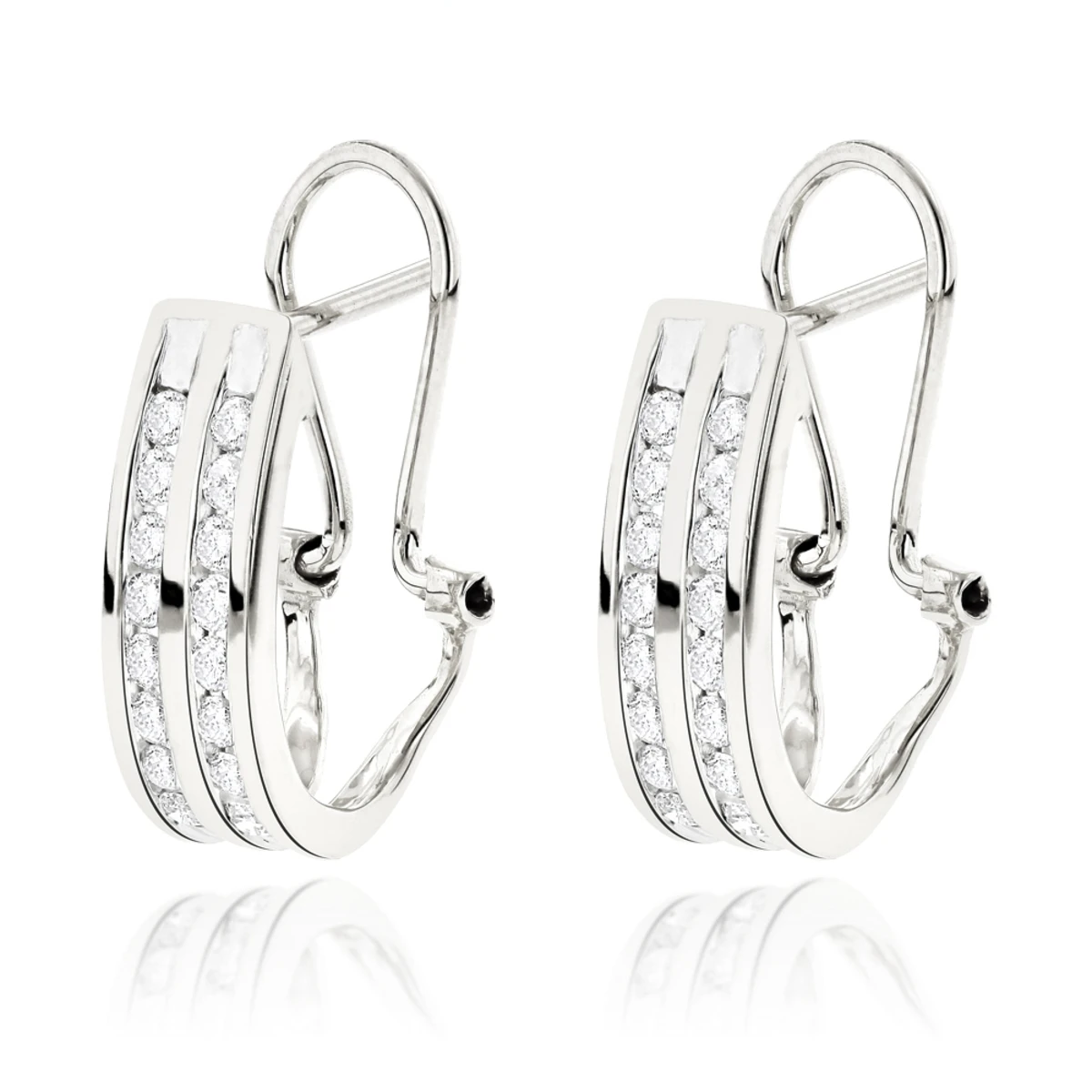 14K White Gold Round Diamond Hoop Earrings 0.63ct 3 14K White Gold Round Diamond Hoop Earrings 0.63ct