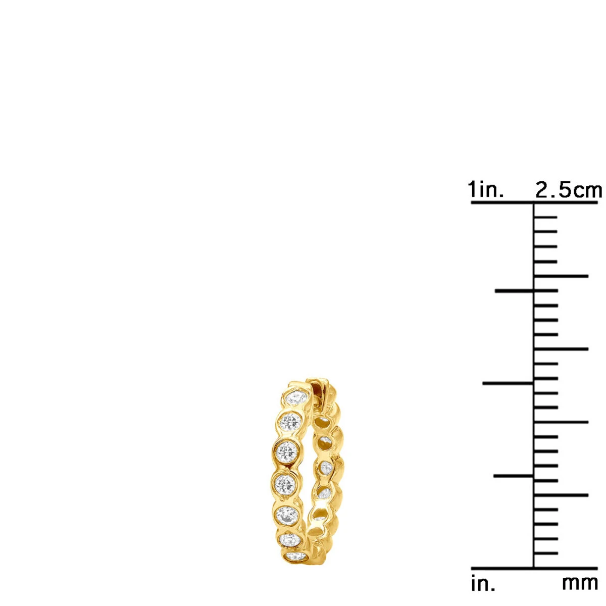 14K Yellow Gold Round Diamond Hoop Huggie Earrings 0.16ct 10 14K Yellow Gold Round Diamond Hoop Huggie Earrings 0.16ct - Image 8