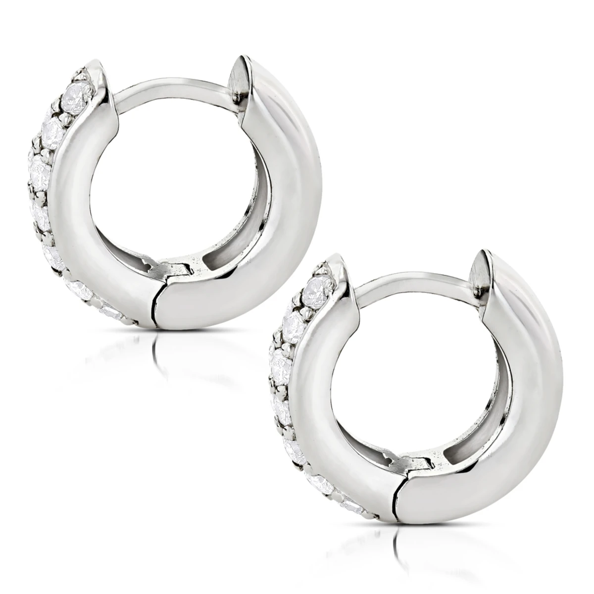 14K Yellow Gold Round Diamond Huggie Earrings Hoops 0.62ct 6 14K Yellow Gold Round Diamond Huggie Earrings Hoops 0.62ct - Image 4