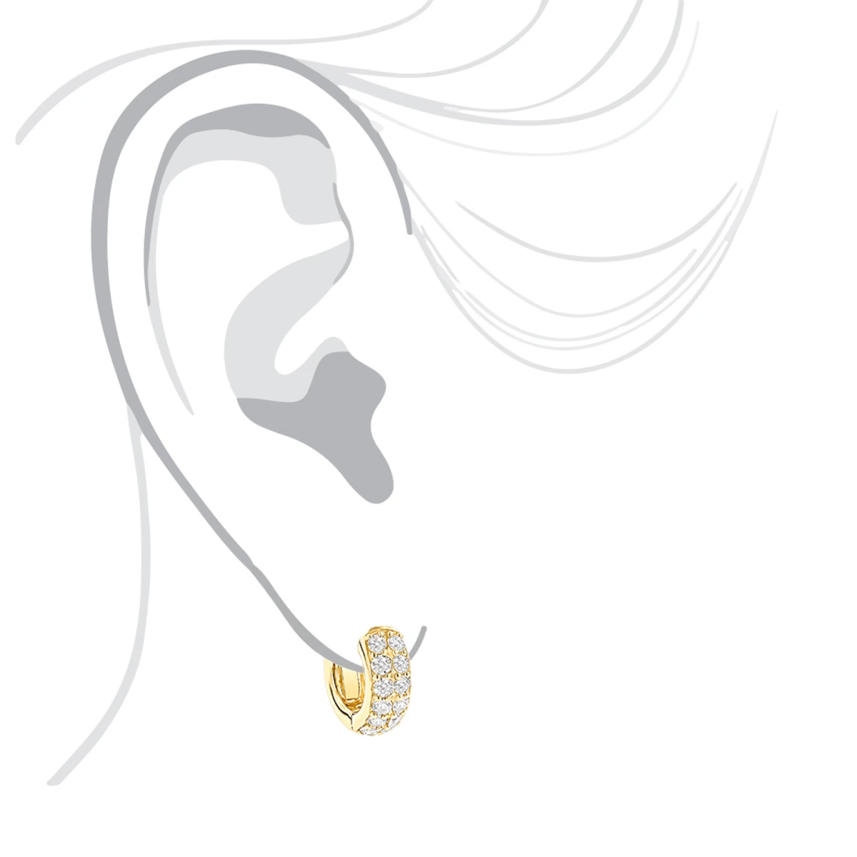 14K Yellow Gold Round Diamond Huggie Earrings Hoops 0.62ct 9 14K Yellow Gold Round Diamond Huggie Earrings Hoops 0.62ct - Image 7