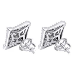 14K White Gold 1 Carat Round & Princess Cut Diamond Earrings Square Studs Men's Or Women's 13 14K White Gold 1 Carat Round & Princess Cut Diamond Earrings Square Studs Men's Or Women's -Invicta Jewelry Store 14k gold round princess cut diamond earrings square studs by luxurman backwh