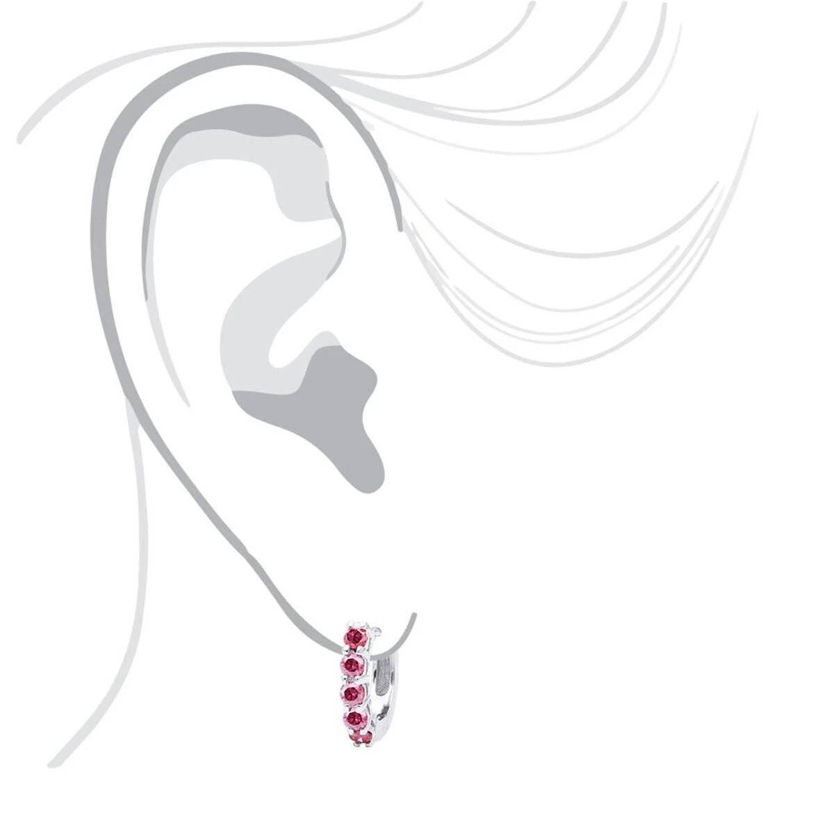 14K Yellow Gold Ruby Hoop Earrings 1/2 Inch 1 Carat Small Huggies 7 14K Yellow Gold Ruby Hoop Earrings 1/2 Inch 1 Carat Small Huggies - Image 5