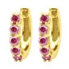 14K Yellow Gold Ruby Hoop Earrings 1/2 Inch 1 Carat Small Huggies -Invicta Jewelry Store 14k gold ruby hoop earrings 1 2 inch 1 carat small huggies yellow 1