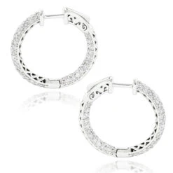 14K White Gold Small Inside Out Diamond Hoop Earrings For Women 2.7ct 1 Inch 11 14K White Gold Small Inside Out Diamond Hoop Earrings For Women 2.7ct 1 Inch -Invicta Jewelry Store 14k gold small inside out diamond hoop earrings 242ct p 6933 backwh