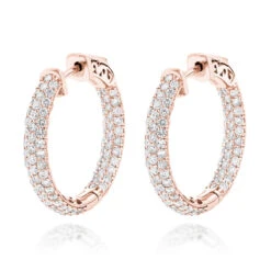 14K White Gold Small Inside Out Diamond Hoop Earrings For Women 2.7ct 1 Inch 10 14K White Gold Small Inside Out Diamond Hoop Earrings For Women 2.7ct 1 Inch -Invicta Jewelry Store 14k gold small inside out diamond hoop earrings 242ct p 6933 ro