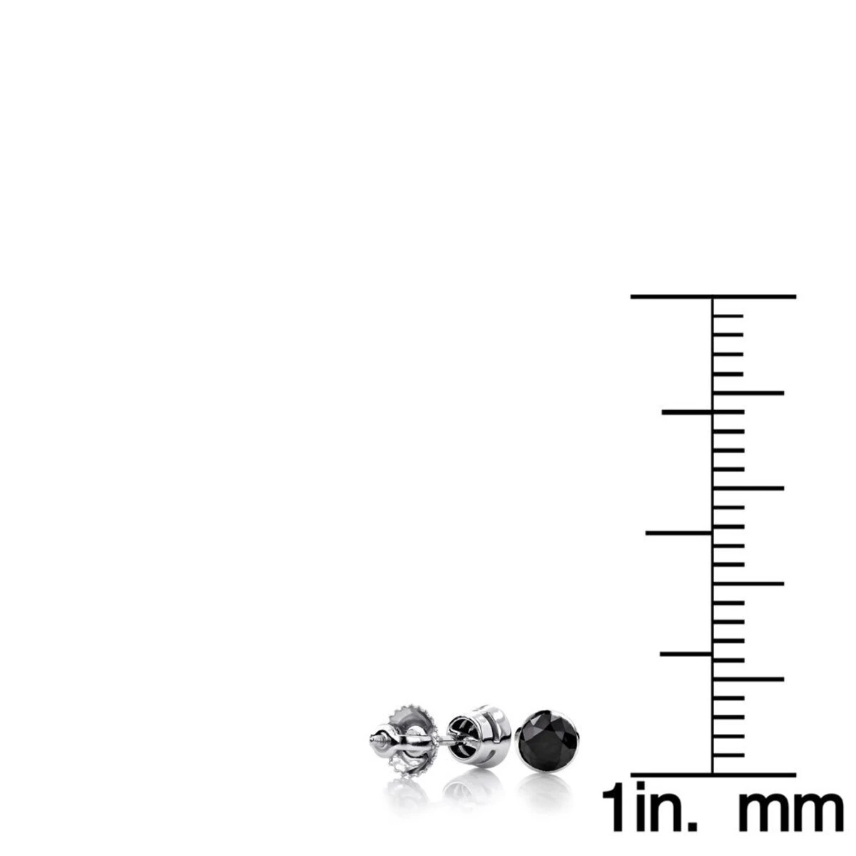 14K White Gold Solitaire Black Round Diamond Stud Earrings 0.33ct 3.5mm 7 14K White Gold Solitaire Black Round Diamond Stud Earrings 0.33ct 3.5mm - Image 5