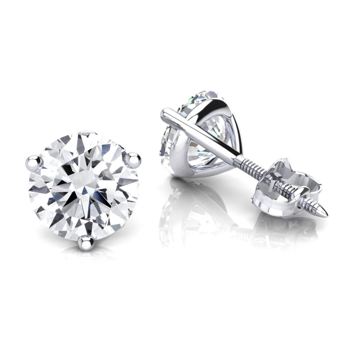 14K White Gold Solitaire Round Diamond Martini Stud Earrings 0.33ct 3 14K White Gold Solitaire Round Diamond Martini Stud Earrings 0.33ct