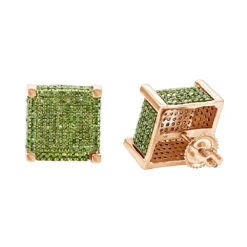 14K Yellow Gold Square Green Diamond Stud Earrings 1.3ct By Luxurman -Invicta Jewelry Store 14k gold square green diamond stud earrings 13ct by luxurman ro