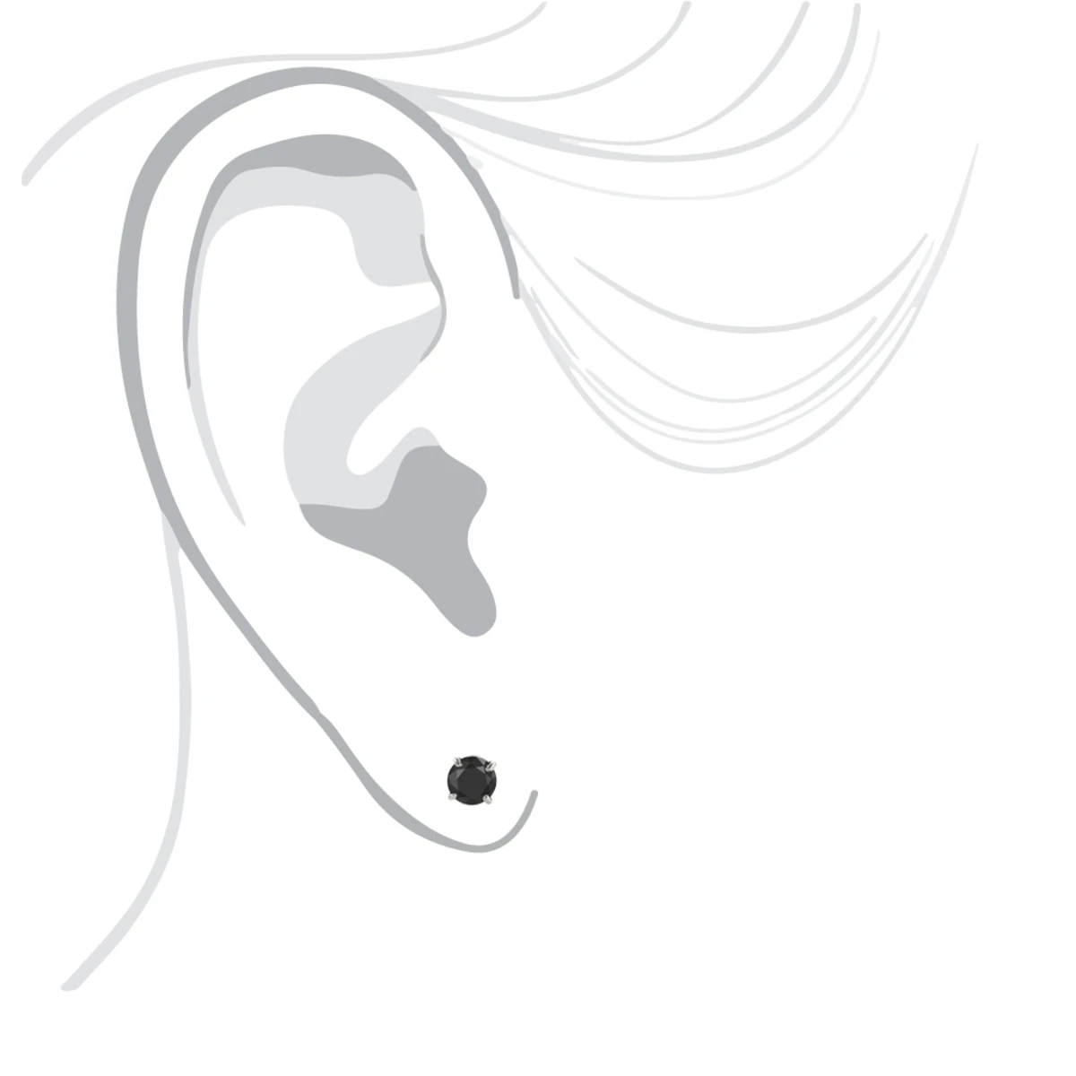 14K White Gold Stud Earrings With Prong Set Black Diamonds 1 Carat 5mm 7 14K White Gold Stud Earrings With Prong Set Black Diamonds 1 Carat 5mm - Image 5