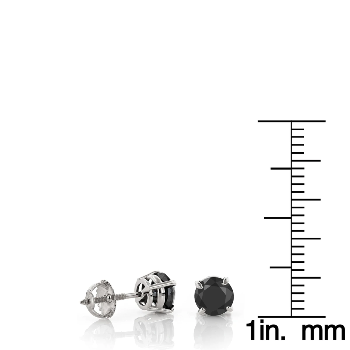 14K White Gold Stud Earrings With Prong Set Black Diamonds 1 Carat 5mm 8 14K White Gold Stud Earrings With Prong Set Black Diamonds 1 Carat 5mm - Image 6
