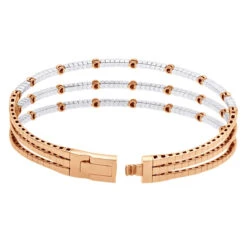 1.5 Carat Flexible Diamond Bangle Bracelet For Women Solid 14K Rose Gold 3 Row 15 1.5 Carat Flexible Diamond Bangle Bracelet For Women Solid 14K Rose Gold 3 Row -Invicta Jewelry Store 14k gold unique 3 row flexible diamond bangle bracelet for ladies 15 carat 018338 back rose