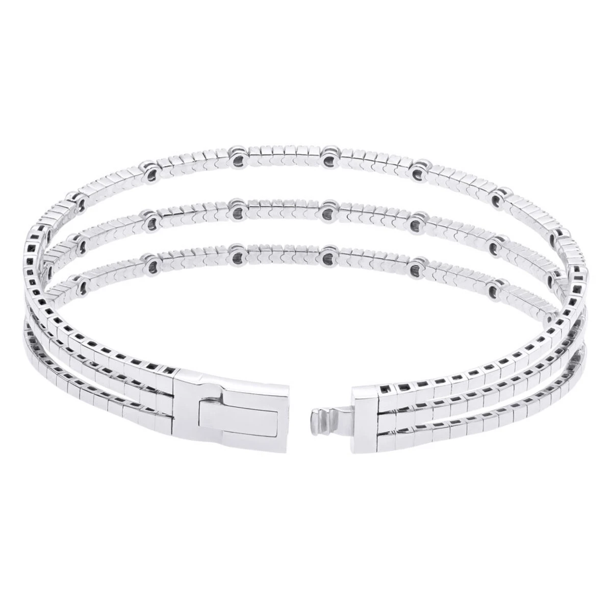 1.5 Carat Flexible Diamond Bangle Bracelet For Women Solid 14K Rose Gold 3 Row 5 1.5 Carat Flexible Diamond Bangle Bracelet For Women Solid 14K Rose Gold 3 Row - Image 4