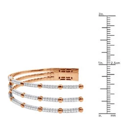 1.5 Carat Flexible Diamond Bangle Bracelet For Women Solid 14K Rose Gold 3 Row 17 1.5 Carat Flexible Diamond Bangle Bracelet For Women Solid 14K Rose Gold 3 Row -Invicta Jewelry Store 14k gold unique 3 row flexible diamond bangle bracelet for ladies 15 carat 018338 ruler rose
