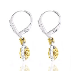 14K White Gold White Yellow Diamond Drop Earrings 1.2ct Women's Dangle Hoops 11 14K White Gold White Yellow Diamond Drop Earrings 1.2ct Women's Dangle Hoops -Invicta Jewelry Store 14k gold white yellow diamond drop earrings 12ct womens dangle hoops back