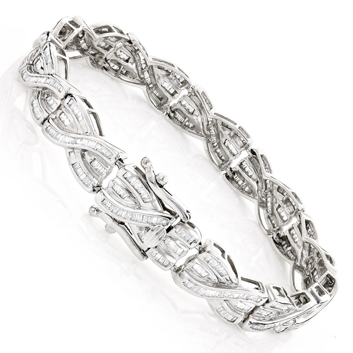 14K Yellow Gold Women's Baguette Diamond Bracelet 4 Ct 6 14K Yellow Gold Women's Baguette Diamond Bracelet 4 Ct - Image 4