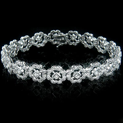 14K White Gold Women's Diamond Bracelet 2.49ct 3 14K White Gold Women's Diamond Bracelet 2.49ct
