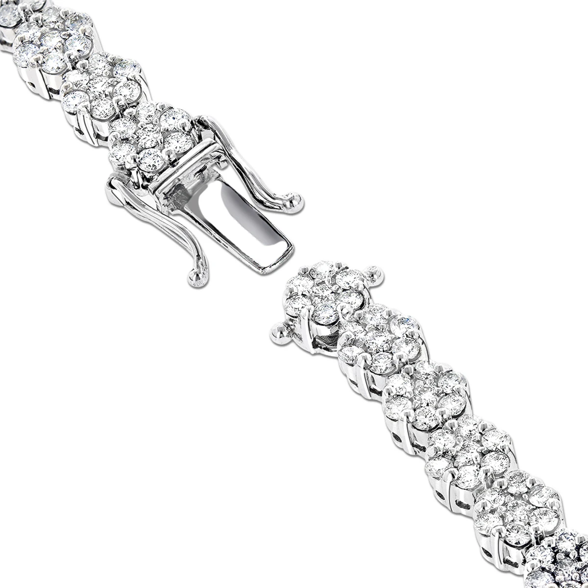 14K White Gold Women's Diamond Cluster Tennis Bracelet 8.25ct 8 14K White Gold Women's Diamond Cluster Tennis Bracelet 8.25ct - Image 6
