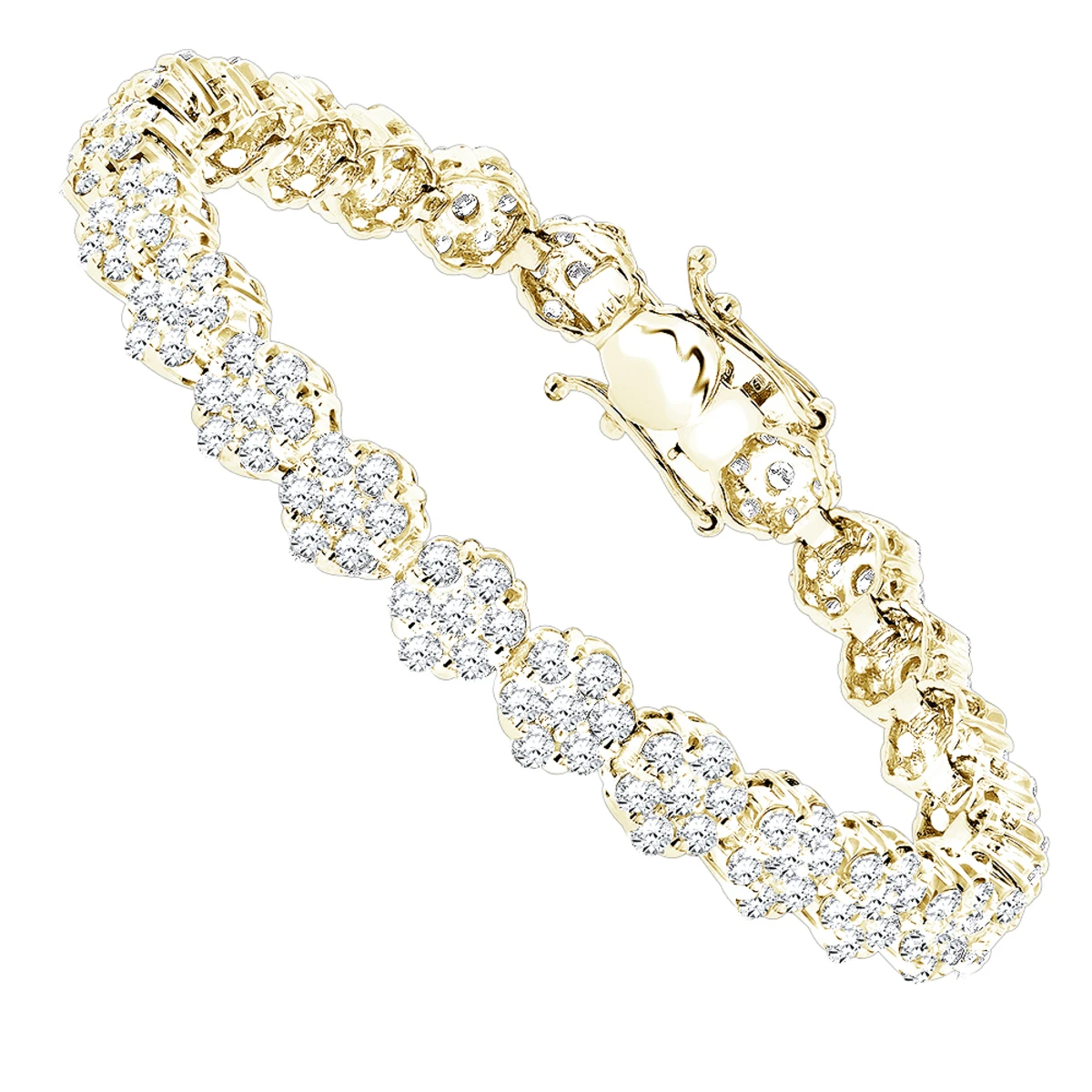 14K White Gold Women's Diamond Cluster Tennis Bracelet 8.25ct 4 14K White Gold Women's Diamond Cluster Tennis Bracelet 8.25ct - Image 2
