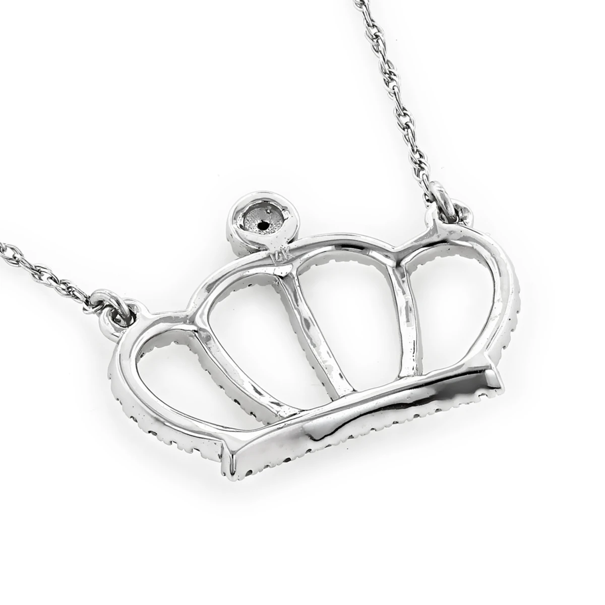 14K Yellow Gold Women's Diamond Crown Pendant Necklace 0.15ct 6 14K Yellow Gold Women's Diamond Crown Pendant Necklace 0.15ct - Image 4