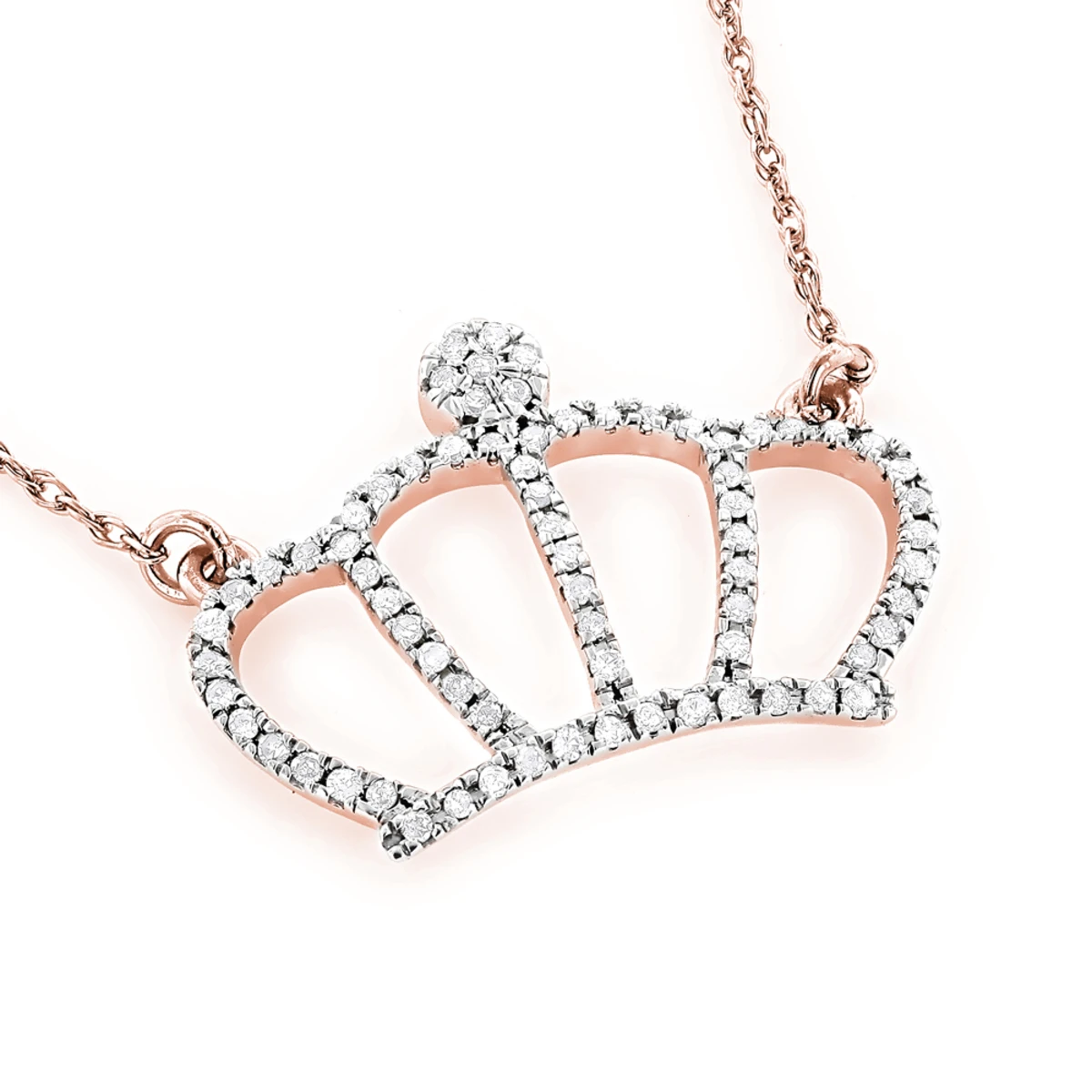 14K Yellow Gold Women's Diamond Crown Pendant Necklace 0.15ct 5 14K Yellow Gold Women's Diamond Crown Pendant Necklace 0.15ct - Image 3