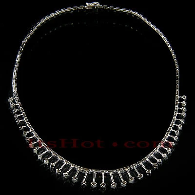 14K White Gold Women's Round Diamond Necklace 4.44ct 6 14K White Gold Women's Round Diamond Necklace 4.44ct - Image 4