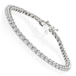 14K White Gold Women's Round Diamond Tennis Bracelet 1.80ct