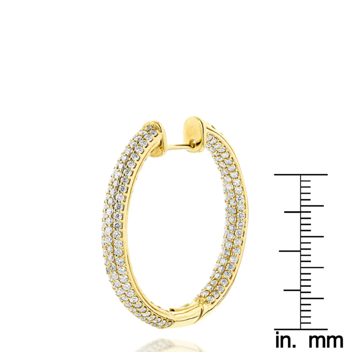 14K Rose Gold Large Inside Out Diamond Hoop Earrings 6ct 8 14K Rose Gold Large Inside Out Diamond Hoop Earrings 6ct - Image 6