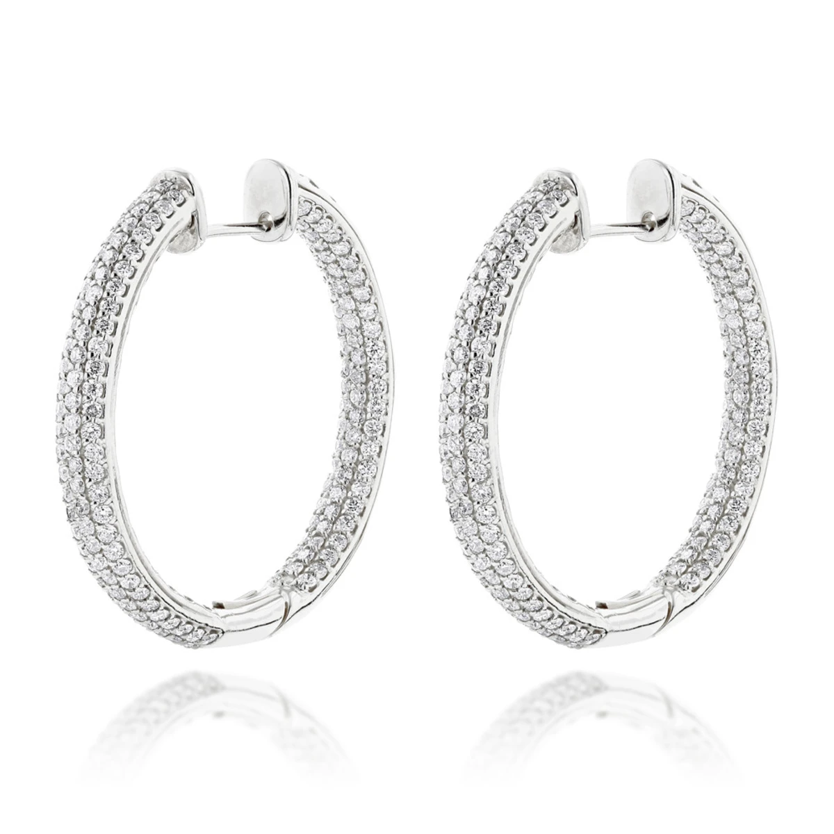 14K Rose Gold Large Inside Out Diamond Hoop Earrings 6ct 4 14K Rose Gold Large Inside Out Diamond Hoop Earrings 6ct - Image 2