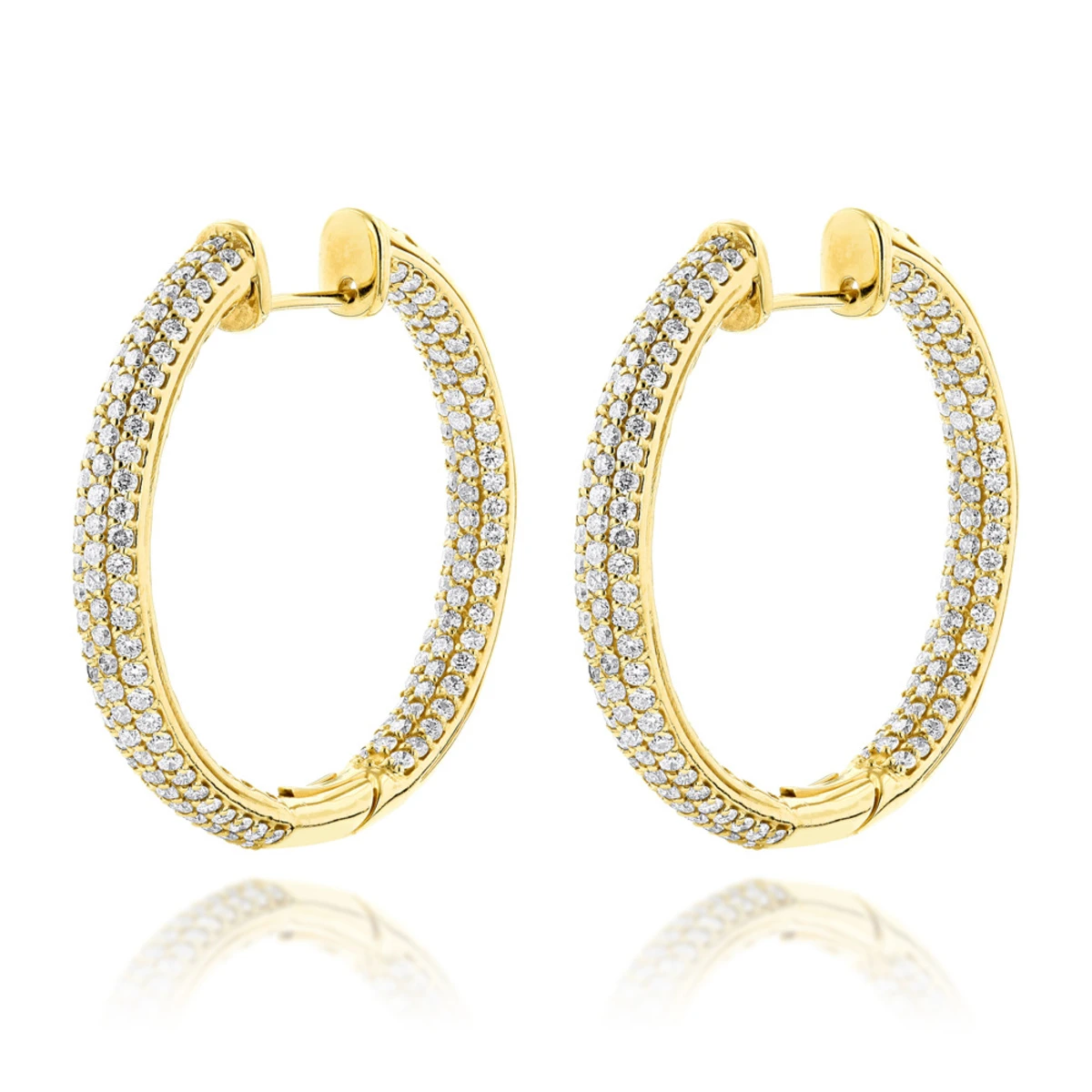 14K Rose Gold Large Inside Out Diamond Hoop Earrings 6ct 5 14K Rose Gold Large Inside Out Diamond Hoop Earrings 6ct - Image 3