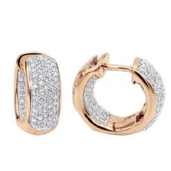 14K Yellow Gold Inside Out Diamond Hoop Huggie Earrings For Women & Men 1ct 10 14K Yellow Gold Inside Out Diamond Hoop Huggie Earrings For Women & Men 1ct -Invicta Jewelry Store 14k inside out diamond hoop huggie earrings 092ct rose 20220220