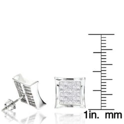 14K White Gold Invisible Set Princess Cut Diamond Stud Earrings For Men And Women 1.25ct Kite Shape 13 14K White Gold Invisible Set Princess Cut Diamond Stud Earrings For Men And Women 1.25ct Kite Shape -Invicta Jewelry Store 14k invisible set princess cut diamond earrings 125ct p 97 rulerwh 1