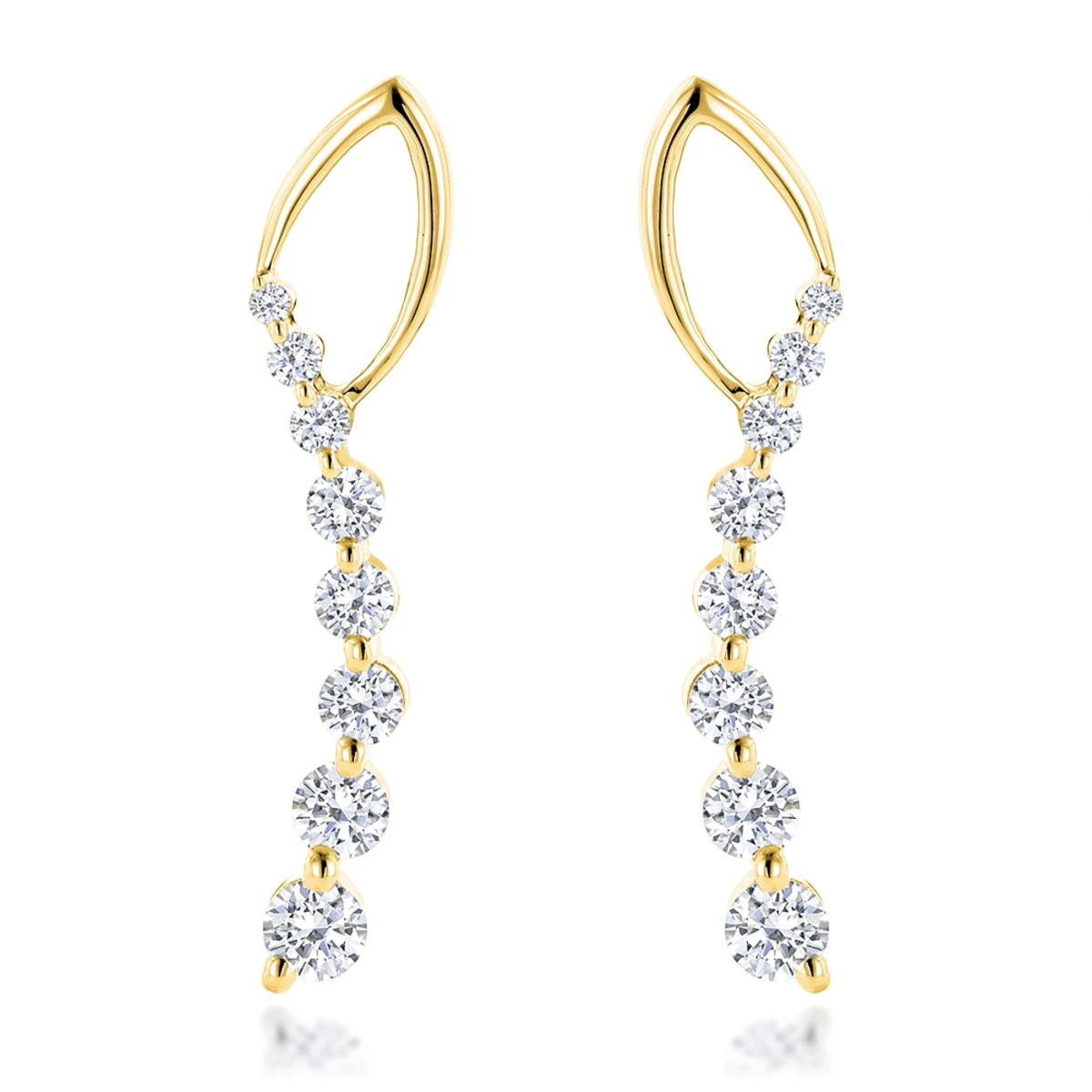 Journey Diamond Earrings For Women 14K White Gold 1.1ct 4 Journey Diamond Earrings For Women 14K White Gold 1.1ct - Image 2