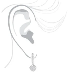 14K White Gold Pave Diamond Heart Earrings For Women 0.76ct -Invicta Jewelry Store 14k pave diamond heart shaped earrings 076ct p 22411 bodwh