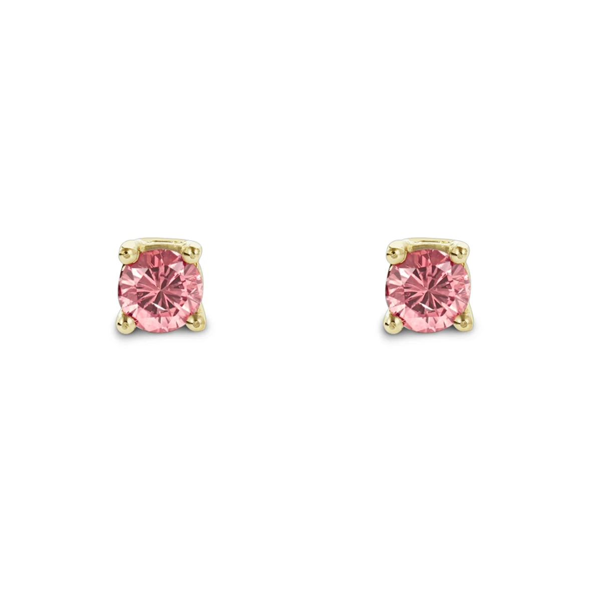 14K Yellow Gold Pink Diamond Stud Earrings 0.2ct 3 14K Yellow Gold Pink Diamond Stud Earrings 0.2ct