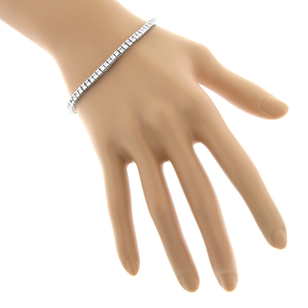 14K White Gold Princess Cut Diamond Tennis Bracelet For Women 4.83ct 7 14K White Gold Princess Cut Diamond Tennis Bracelet For Women 4.83ct - Image 5
