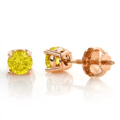 14K Yellow Gold Round Canary Yellow Diamond Stud Earrings 1/2ct -Invicta Jewelry Store 14k round canary yellow diamond stud earrings 12ct p 6155 ro