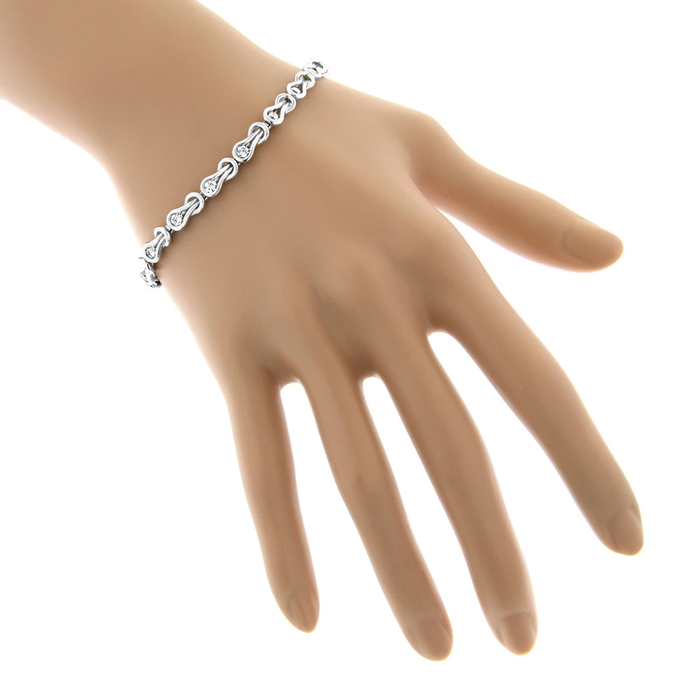 14K White Gold Round Diamond Love Knots Tennis Bracelet 2 Carat 7 14K White Gold Round Diamond Love Knots Tennis Bracelet 2 Carat - Image 5