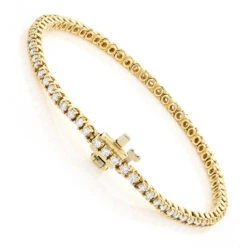 14K Yellow Gold Round Diamond Tennis Bracelet 2.2ct -Invicta Jewelry Store 14k round diamond tennis bracelet 220ct p 22424 backye