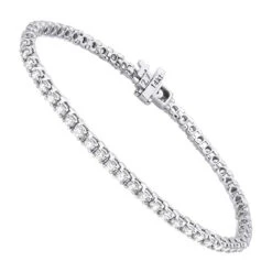14K White Gold Round Diamond Tennis Bracelet For Women 3.55ct With 4 Prong Setting