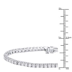 14K White Gold Round Diamond Tennis Bracelet For Women 5 Carats -Invicta Jewelry Store 14k round diamond tennis bracelet 5ct p 22422 rulerwh