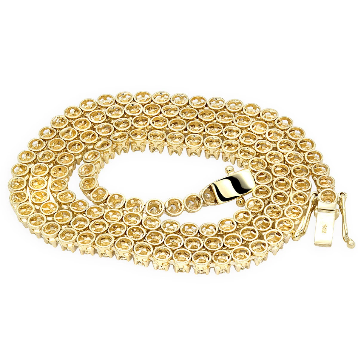 14K Yellow Gold Round Prong Set Diamond Tennis Chain Necklace For Men 13ct 4 14K Yellow Gold Round Prong Set Diamond Tennis Chain Necklace For Men 13ct - Image 2