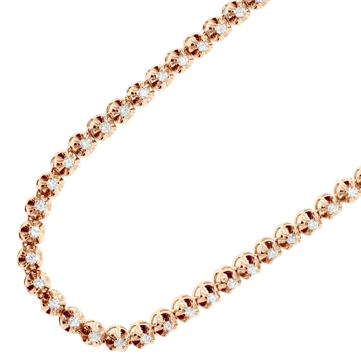 14K Yellow Gold Round Prong Set Diamond Tennis Chain Necklace For Men 13ct 5 14K Yellow Gold Round Prong Set Diamond Tennis Chain Necklace For Men 13ct - Image 3