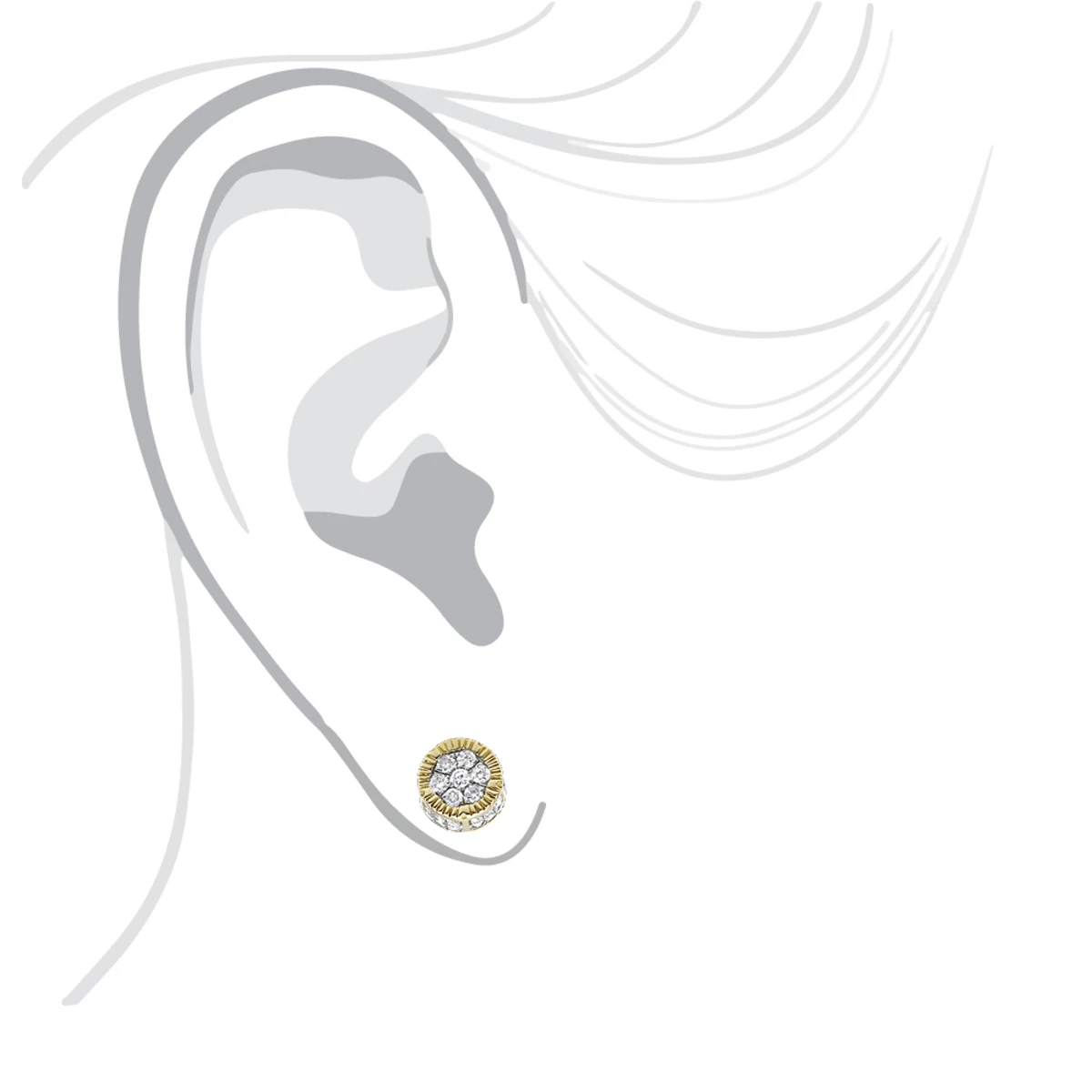 Solid 14K Yellow Gold 2 Carat Look Diamond Stud Earrings 0.5ct Clusters Luxurman 7 Solid 14K Yellow Gold 2 Carat Look Diamond Stud Earrings 0.5ct Clusters Luxurman - Image 5