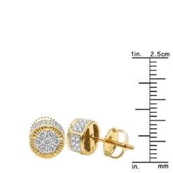 Solid 14K Yellow Gold 2 Carat Look Diamond Stud Earrings 0.5ct Clusters Luxurman 13 Solid 14K Yellow Gold 2 Carat Look Diamond Stud Earrings 0.5ct Clusters Luxurman -Invicta Jewelry Store 14k solid gold 2 carat look diamond stud earrings 075ct clusters luxurman rulerye