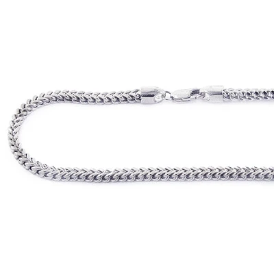 Solid 14K White Gold Franco Chain 30-40in 3.5mm 3 Solid 14K White Gold Franco Chain 30-40in 3.5mm