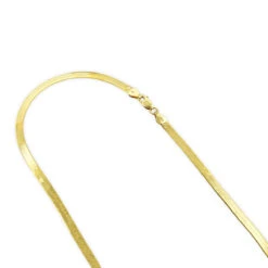 Solid 14K Yellow Gold Herringbone Chain For Women Imperial 3mm