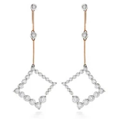 Two Tone 14K Rose Gold Journey Diamond Earrings 1 Carat