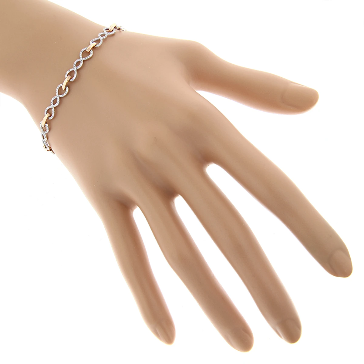 Two Tone 14K Yellow Gold Round Diamond Bracelet For Women 0.7ct 7 Two Tone 14K Yellow Gold Round Diamond Bracelet For Women 0.7ct - Image 5