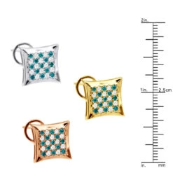 Unique 14K White Gold White Blue Diamond Earrings Square Studs 1.60ct -Invicta Jewelry Store 14k white blue diamond earrings 160ct p 7220 ruler white