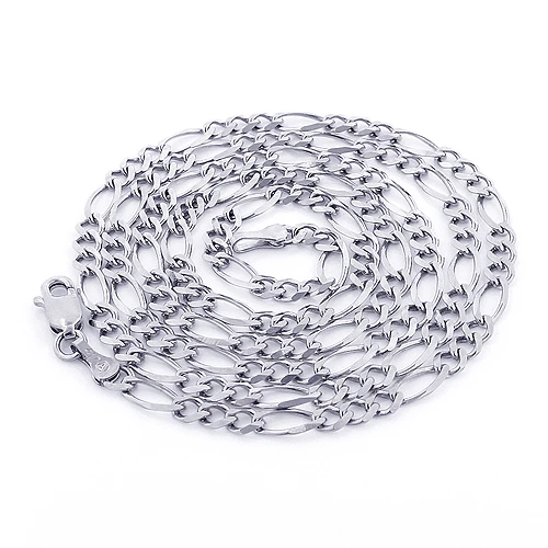 14K White Gold Figaro Chain For Men 2.5mm 22-24in 3 14K White Gold Figaro Chain For Men 2.5mm 22-24in
